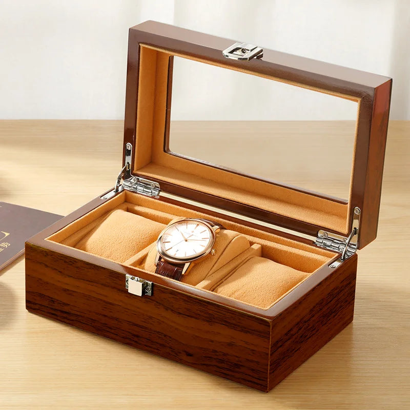 3-Slot Luxury Wood Watch Box – Glass Display Case | CHRONVAULT™