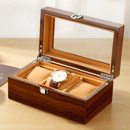 3-Slot Luxury Wood Watch Box – Glass Display Case | CHRONVAULT™