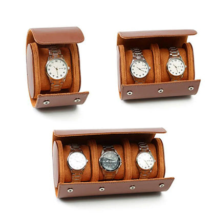2-Slot Leather Watch Roll – Vintage Travel Case for Men | CHRONVAULT™