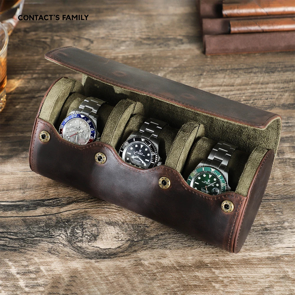 3-Slot Leather Watch box | CHRONVAULT™