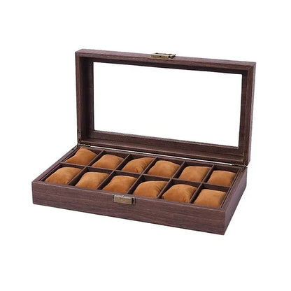Wood Watch Box – 12 Slot Glass Display Case | CHRONVAULT™