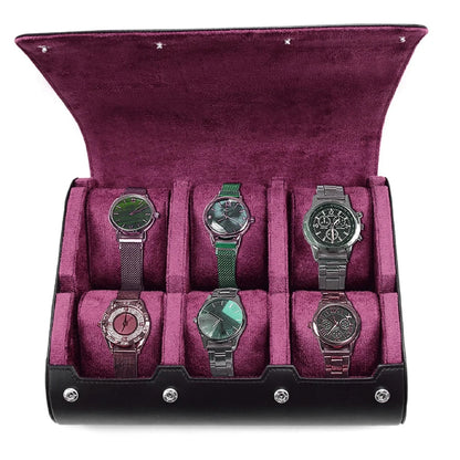 6-Slot Leather Watch Roll  | CHRONVAULT™