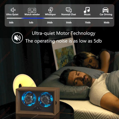 Wooden Dual Watch Winder with LED Light  | CHRONVAULT™