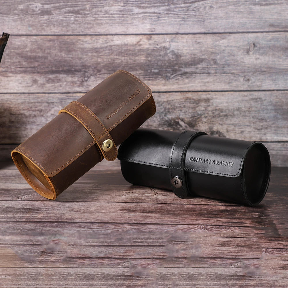 Luxury Leather Watch Roll – 3 Slot CHRONVAULT™