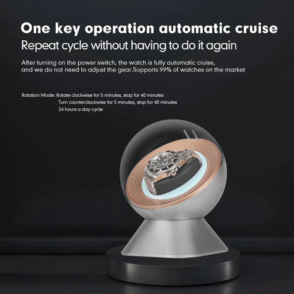 Watch Winder with Dome Cover – Intelligent Auto-Rotation & LED Light | CHRONVAULT™