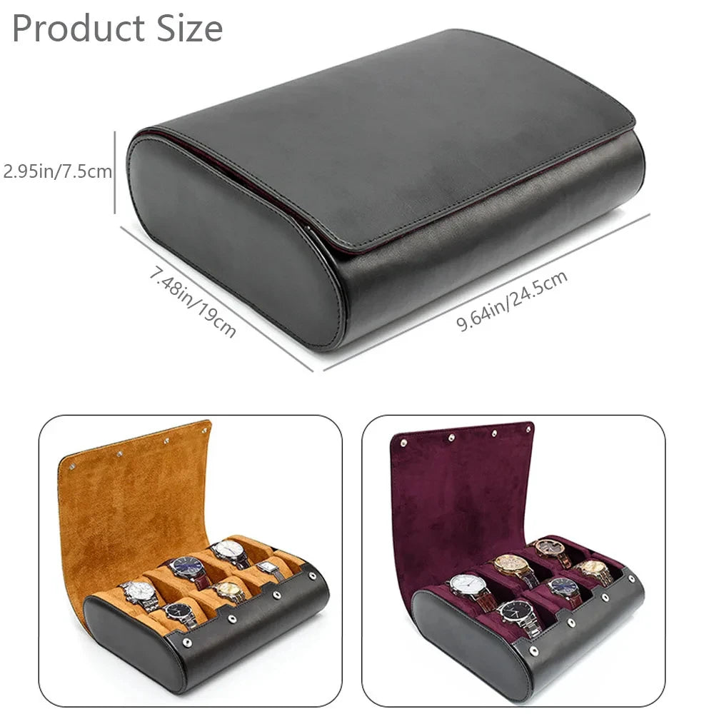 6-Slot Leather Watch Roll  | CHRONVAULT™