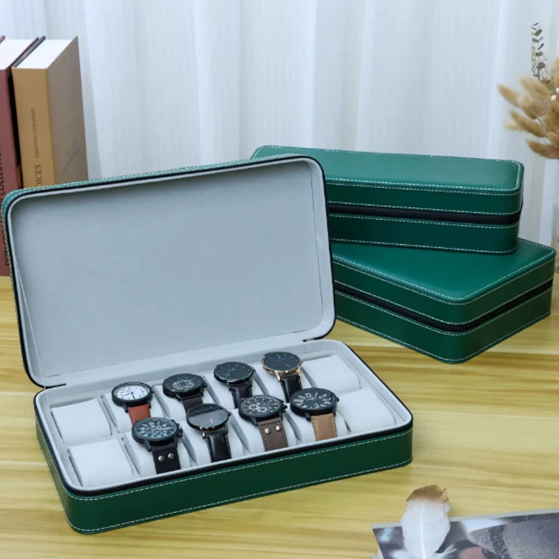 Leather Watch Box – 12 Slot Travel Zipper Case | CHRONVAULT™