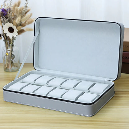 Leather Watch Box – 12 Slot Travel Zipper Case | CHRONVAULT™
