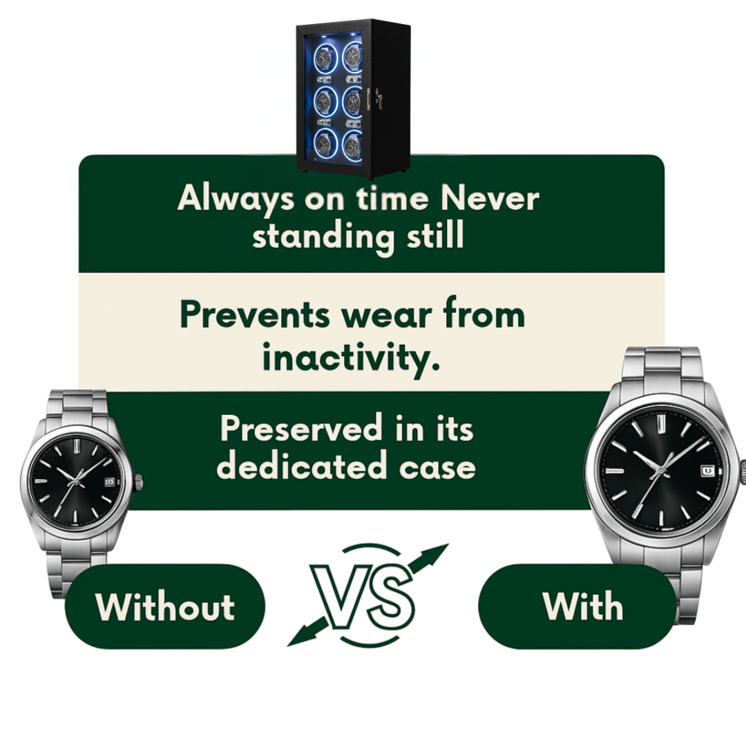 Leather 6 Watch Winder Box – Silent Automatic Motor | ChronVault™