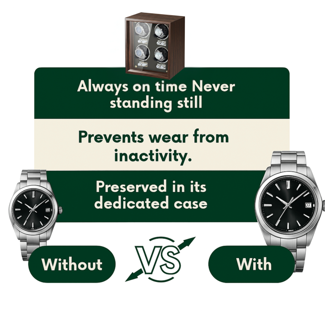 Solid Wood 4 Watch Winder Box – Automatic Silent Motor | ChronVault™