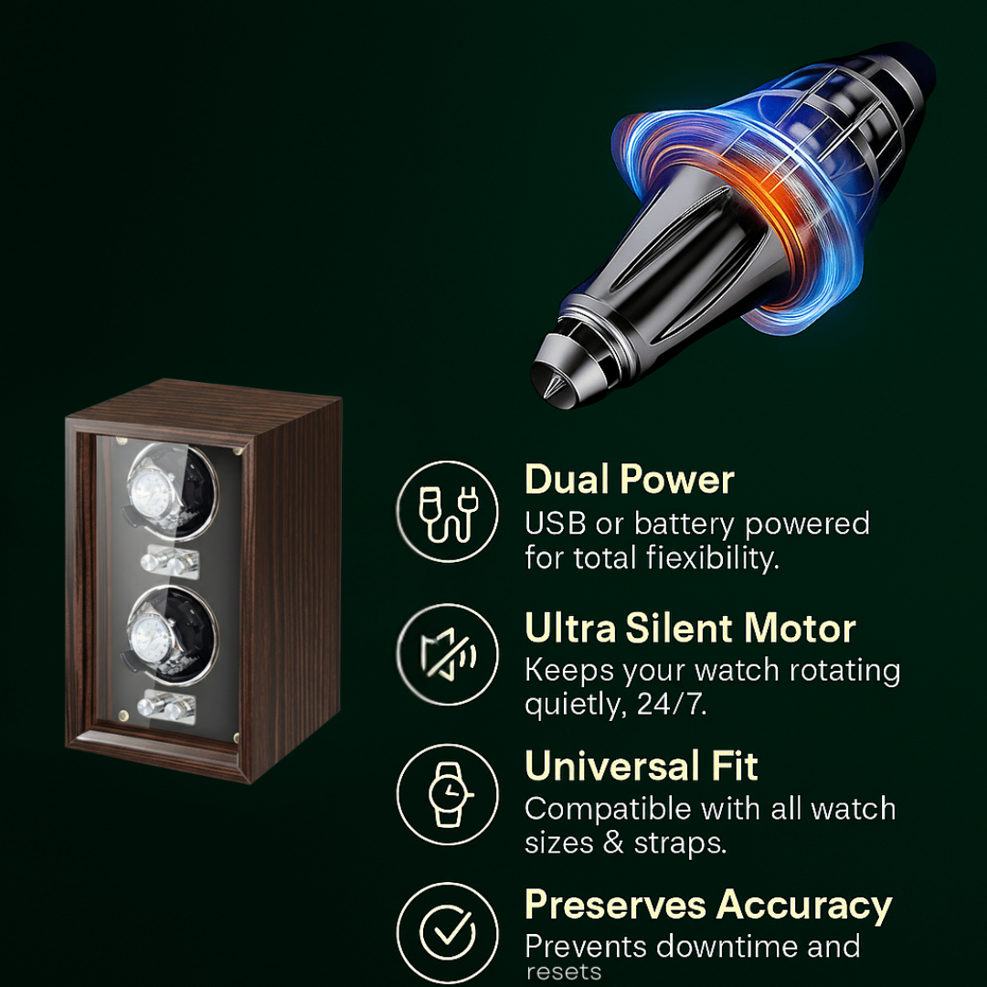 Wood Double Watch Winder Box – Automatic Silent Motor | ChronVault™