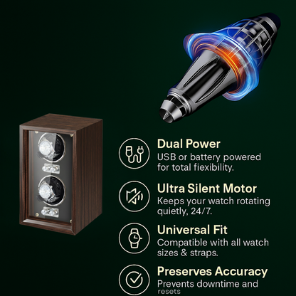 Wood Double Watch Winder Box – Automatic Silent Motor | ChronVault™
