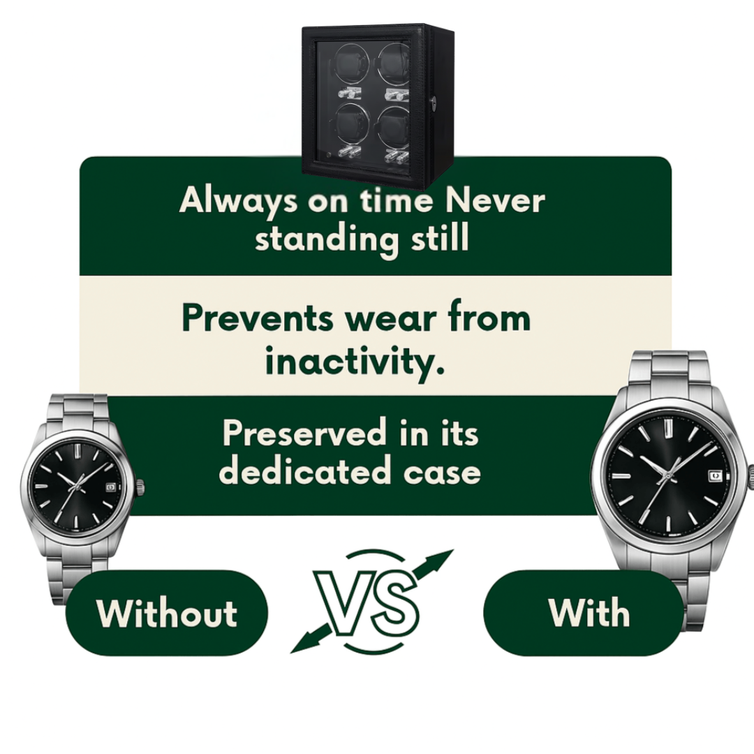 Leather 4 Watch Winder Box – Silent Automatic Motor | ChronVault™