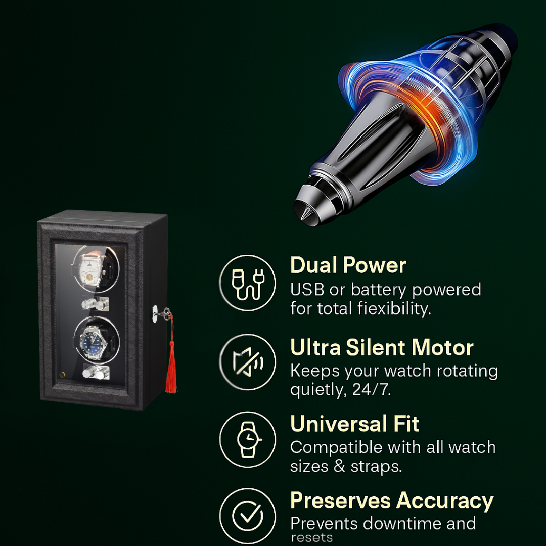 Leather 2 Watch Winder Box – Silent Automatic Motor | ChronVault™