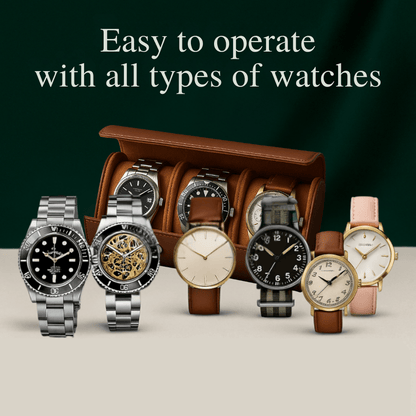 3-Slot Leather Watch Roll – Vintage Travel Case for Men | CHRONVAULT™