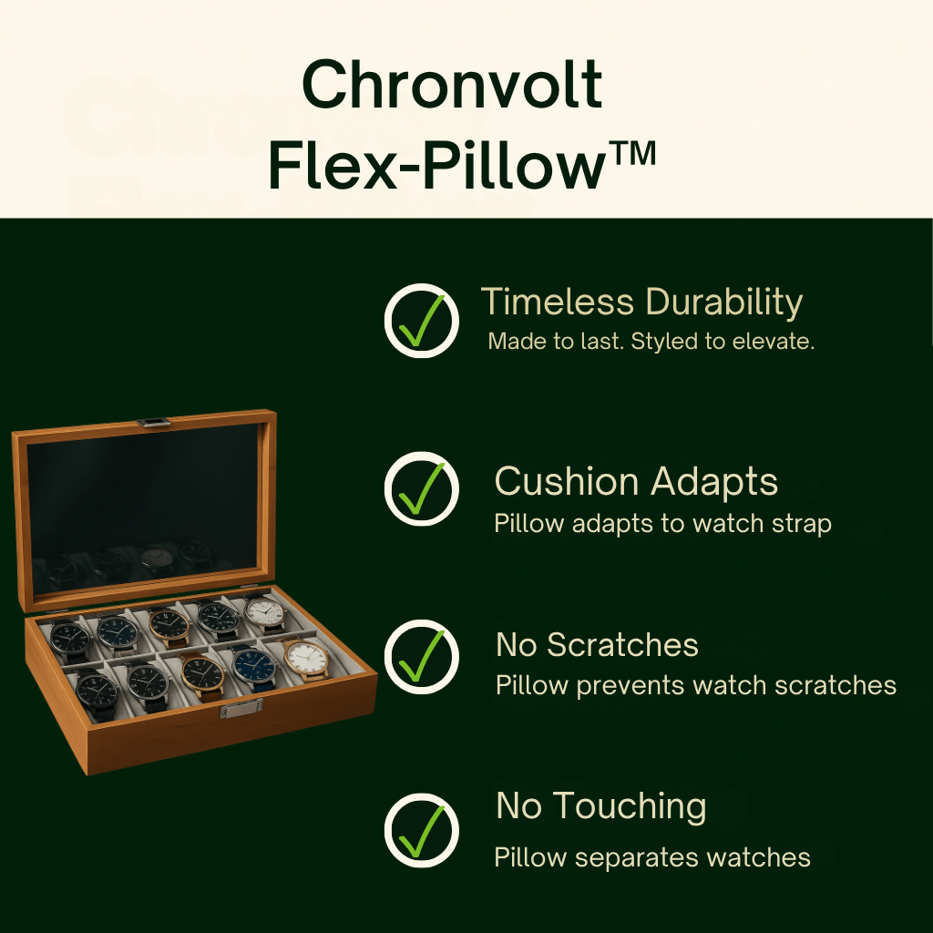12-Slot Bamboo Watch Box – Wooden Display Case with Glass Lid | CHRONVAULT™