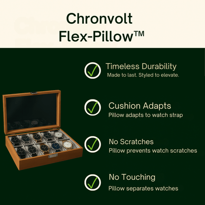 12-Slot Bamboo Watch Box – Wooden Display Case with Glass Lid | CHRONVAULT™