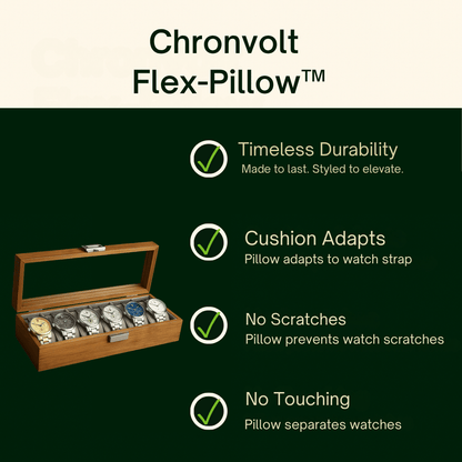 6-Slot Bamboo Watch Box – Wooden Display Case with Glass Lid | CHRONVAULT™