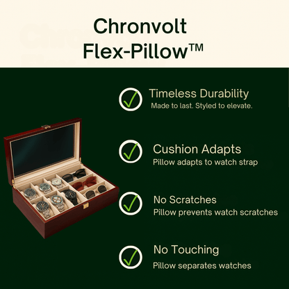 Watch Box with Glass Lid – 6 Watches & 3 Sunglasses Organizer | CHRONVAULT™