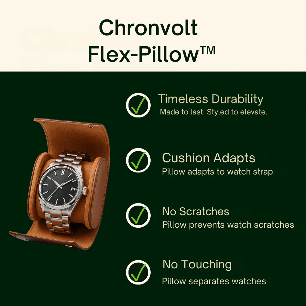 1-Slot Leather Watch Roll – Vintage Travel Case for Men | CHRONVAULT™