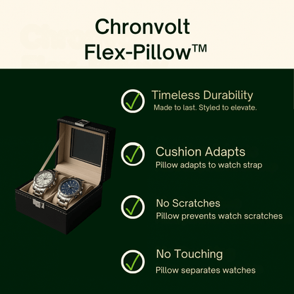 2-Slot Leather Watch Box – Compact Display Case with Glass Lid | CHRONVAULT™