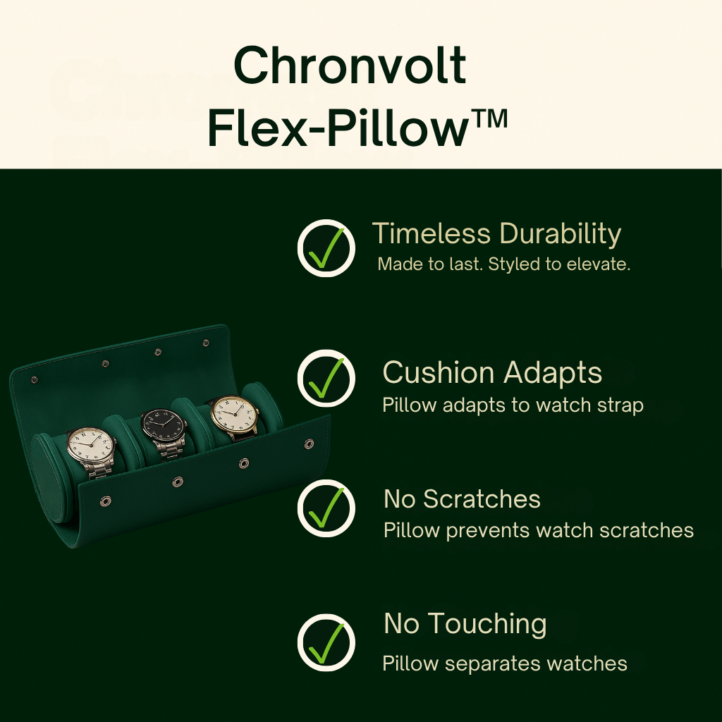 3-Slot Leather Watch Roll | CHRONVAULT™