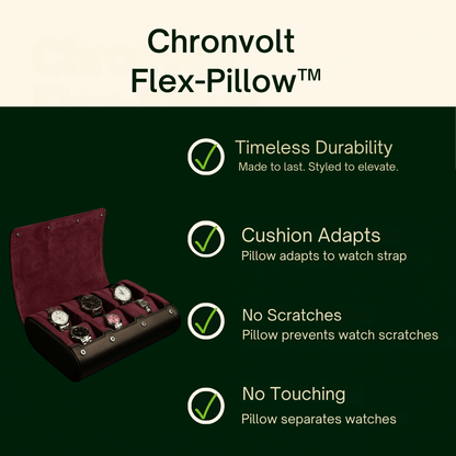6-Slot Leather Watch Roll  | CHRONVAULT™