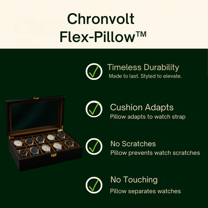 12-Slot Wooden Watch Box with Glass Display Lid | CHRONVAULT™