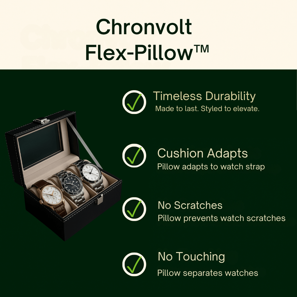 3-Slot  Leather Watch Box  lightweight  Design | CHRONVAULT™