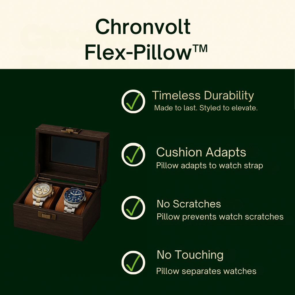 Wood Watch Box – 2 Slot Glass Display Case | CHRONVAULT™