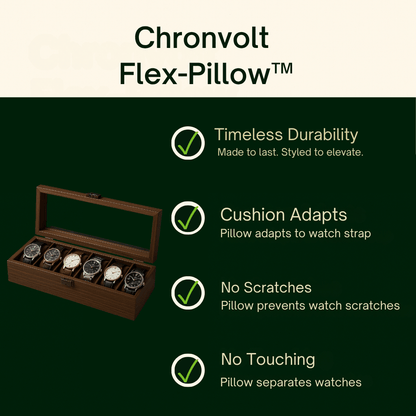 6-Slot Walnut-Finish Wooden Watch Box with Brass Lock | CHRONVAULT™