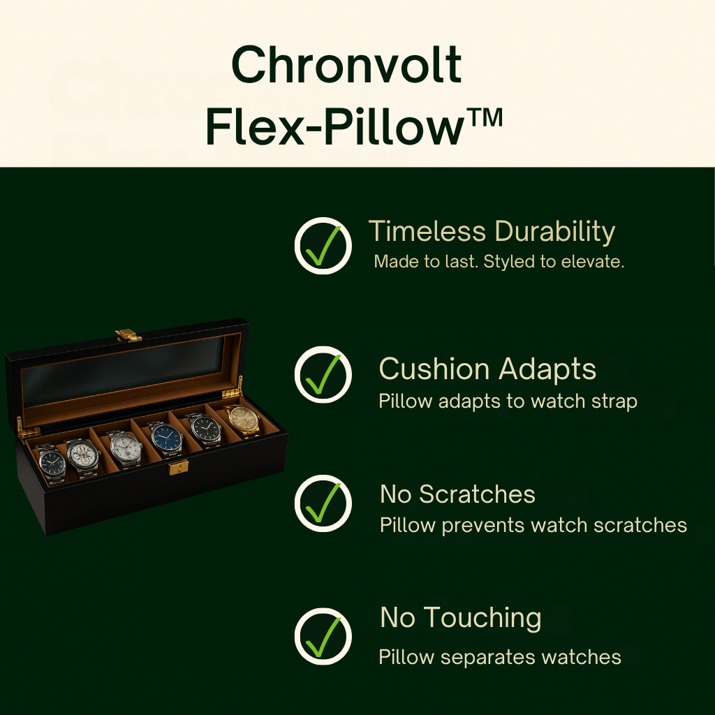 6-Slot Wooden Watch Box with Glass Display Lid | CHRONVAULT™