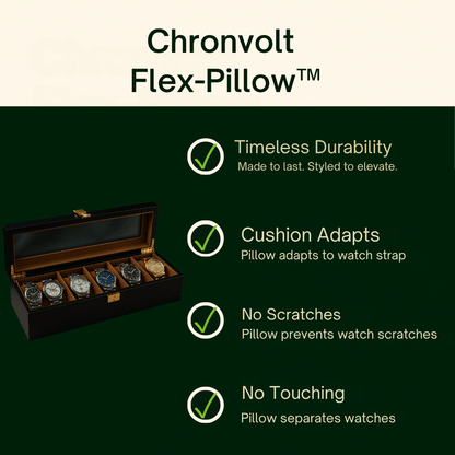 6-Slot Wooden Watch Box with Glass Display Lid | CHRONVAULT™