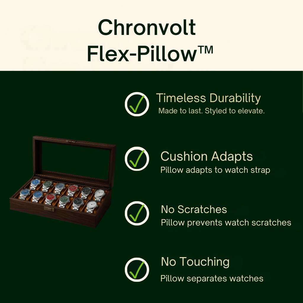 Wood Watch Box – 12 Slot Glass Display Case | CHRONVAULT™