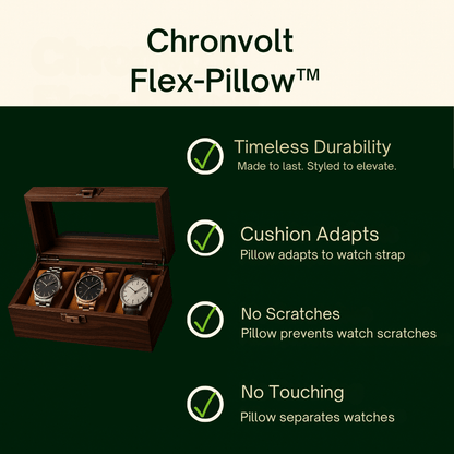Wood Watch Box – 3 Slot Glass Display Case | CHRONVAULT™
