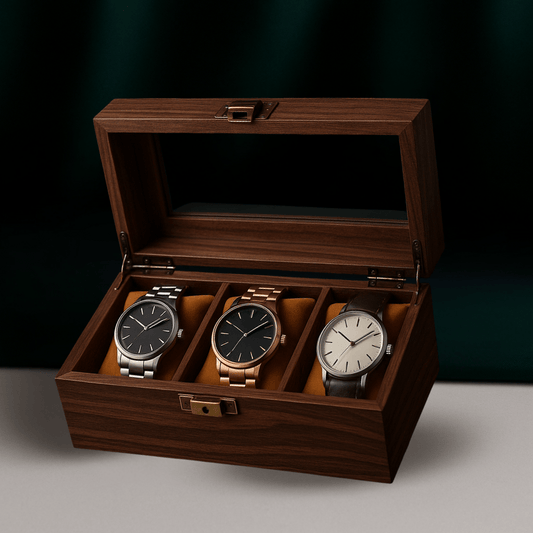 Wood Watch Box – 3 Slot Glass Display Case | CHRONVAULT™