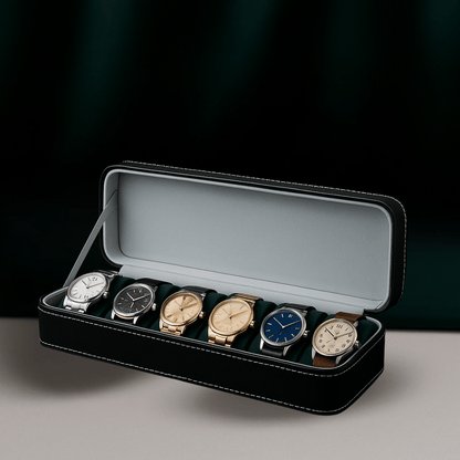 Leather Watch Box – 6 Slot Travel Zipper Case | CHRONVAULT™