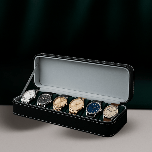 Leather Watch Box – 6 Slot Travel Zipper Case | CHRONVAULT™