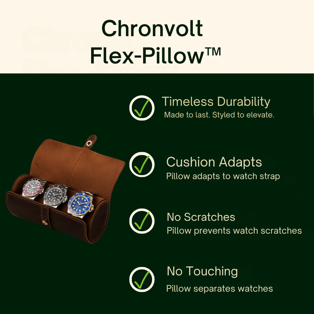 Luxury Leather Watch Roll – 3 Slot CHRONVAULT™