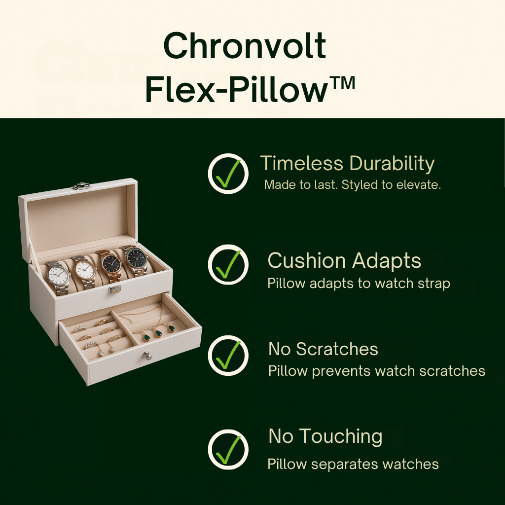 4-Slot Leather Watch Box with Jewelry Drawer | CHRONVAULT™
