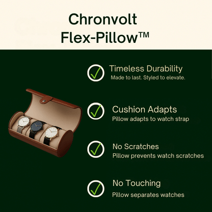 3-Slot Travel Watch Box in Saddle-Tone Leather | CHRONVAULT™
