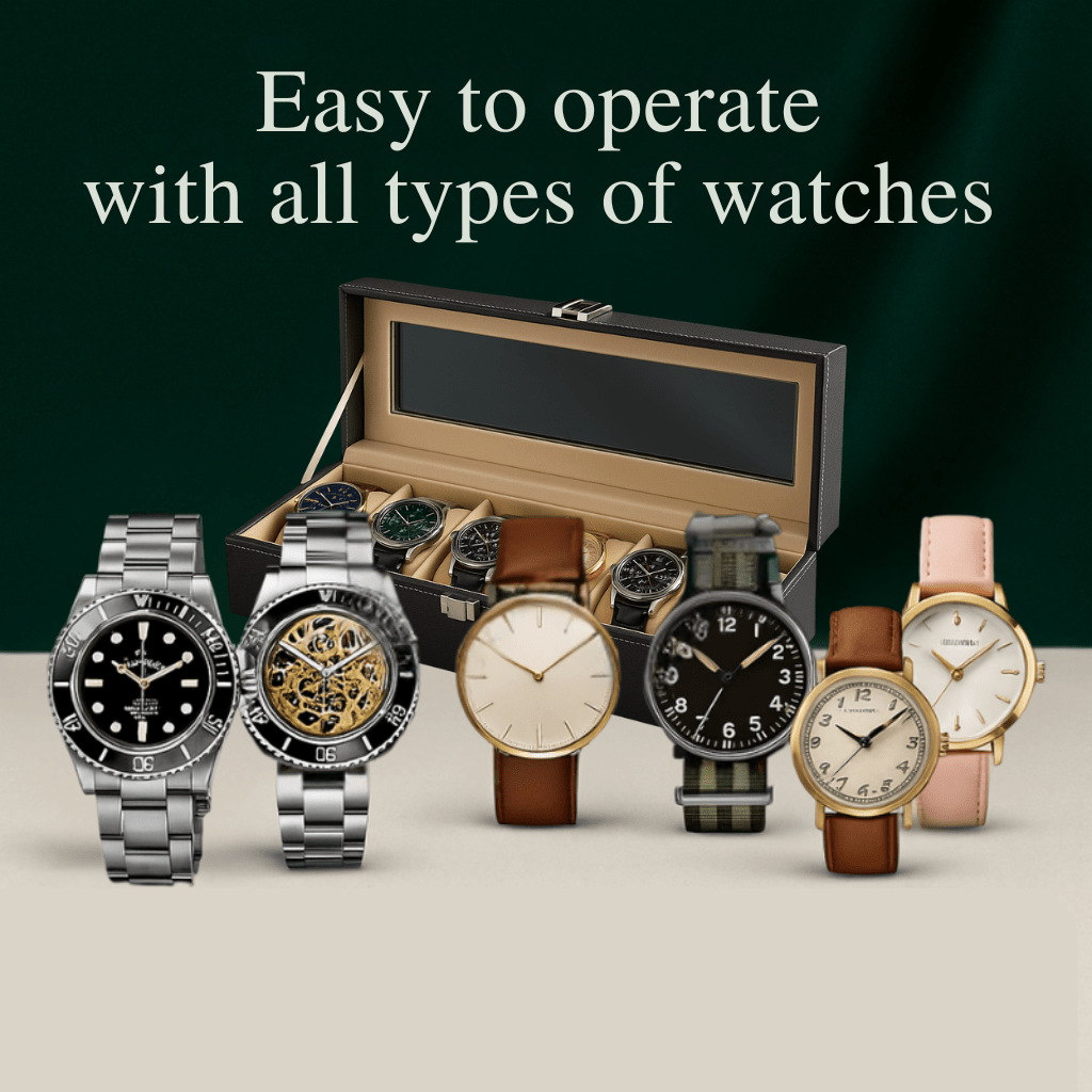 6-Slot Leather Watch Box – Compact Display Case with Glass Lid | CHRONVAULT™