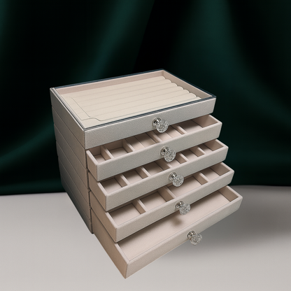 Stackable 5-Layer Velvet Jewellery Box  | Chronvault™