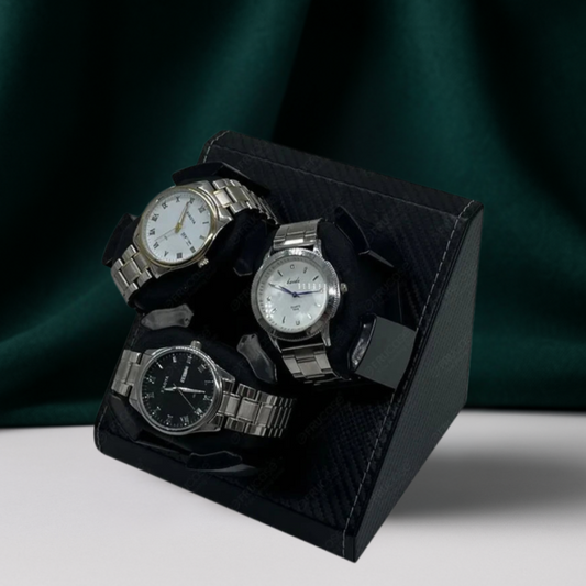 Triple Watch Winder – Compact  Leather Case with Dual Rotation Modes | CHRONVAULT™