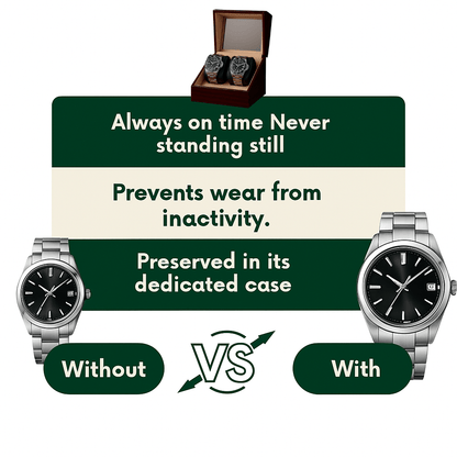 Wooden Dual Watch Winder – Piano Finish Display Box with Silent Motor | CHRONVAULT™