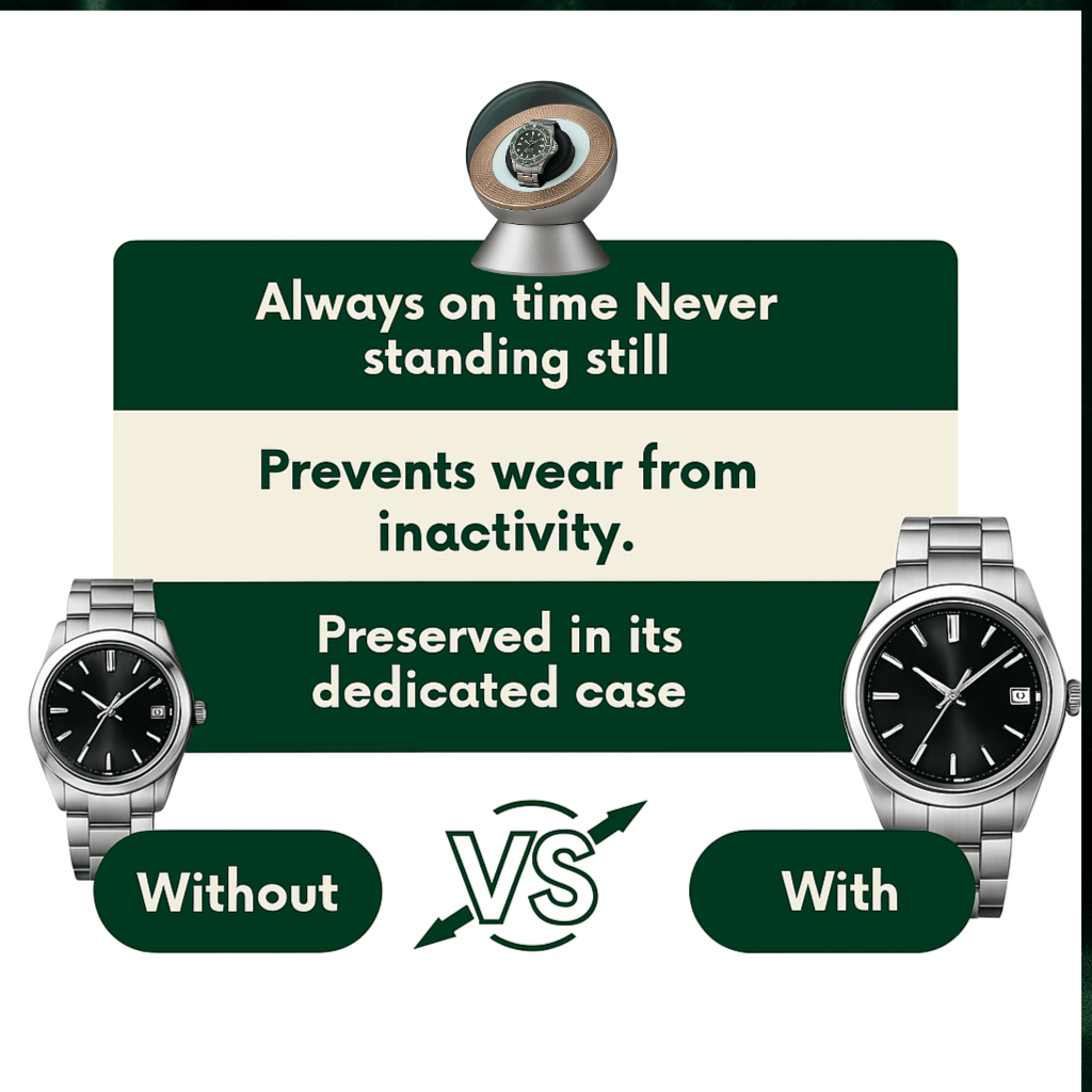 Watch Winder with Dome Cover – Intelligent Auto-Rotation & LED Light | CHRONVAULT™
