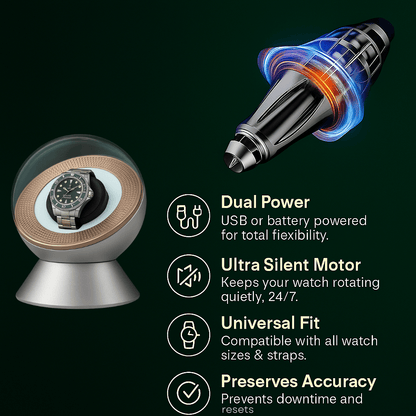 Watch Winder with Dome Cover – Intelligent Auto-Rotation & LED Light | CHRONVAULT™