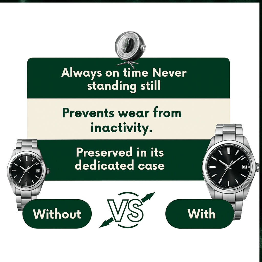 Watch Winder with LED & Anti-Magnetic Shielding – Silent Rotation | CHRONVAULT™