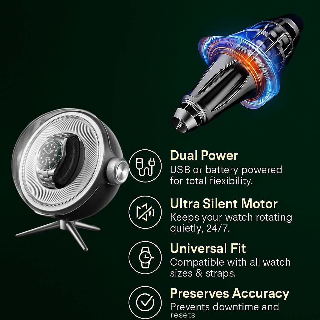 Watch Winder with LED & Anti-Magnetic Shielding – Silent Rotation | CHRONVAULT™