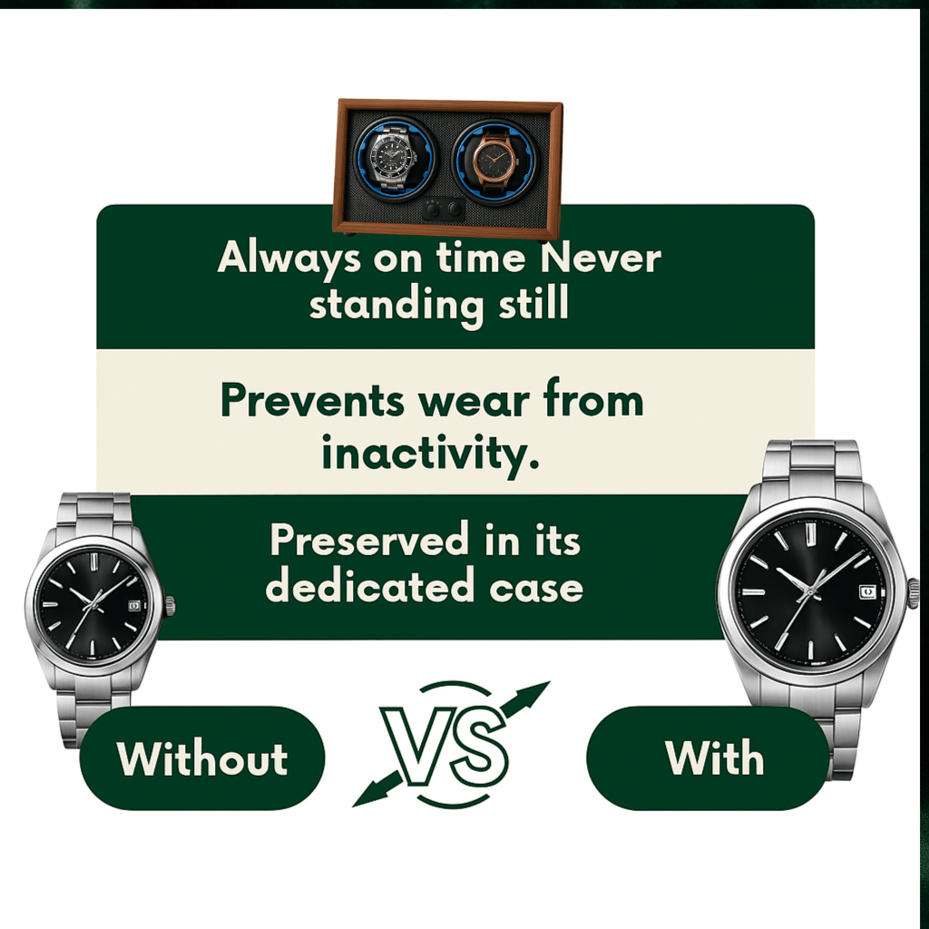 Double Watch Winder Box with Light – Wood Grain Display | CHRONVAULT™